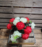 21" Red and White Football Mum Bush