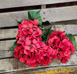 19" Red Glitter Hydrangea Bush X5