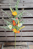 26" Handwrapped Poppy Stem Orange and yellow