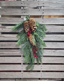 28" Mixed Pine Teardrop with Large Pine Cones