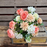 20" Silk Peach and Cream Peony Mum Hydrangea Bush x16