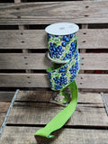 4" Blueberry Print Wired Ribbon 10yd Roll