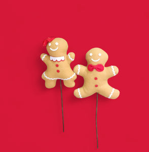 6" Gingerbread Men Felt Picks Set of 2