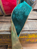 2.5" Wired Crushed Velvet Ribbon with Gold Backing 50yd Roll