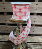 2.5" Satin Wired Ribbon with Pink Bows 10yd Roll