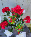 16" Silk Red and White Christmas Bush x12