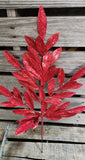 24" Red Glitter Bay Leaf Stem