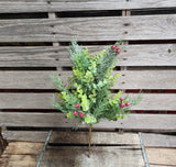 21" Glitter Mixed Artificial Christmas Greenery Bush