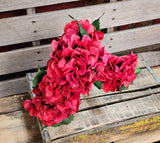 19" Red Glitter Hydrangea Bush X5