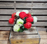 21" Red and White Football Mum Bush