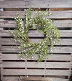 24" White Paper Flower Wreath