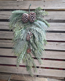 30" Flocked Mixed Pine and Pinecone Teardrop