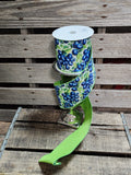 4" Blueberry Print Wired Ribbon 10yd Roll