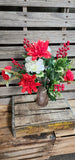 23" Red and White Mum Hydragea Bush