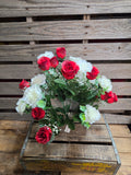 22" Red Rose and White Carnation Bush