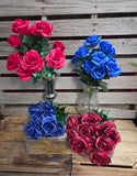 17" Silk Lillian Open Rose x 12 Heads