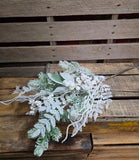 28" Flocked Pine White Berry Mixed Spray