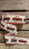 2.5" Birch wired ribbon with Red Truck