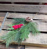 16" Mixed Pine Berry and Pinecone Stem
