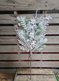 28" Flocked Pine White Berry Mixed Spray