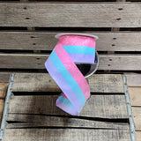 2.5" Candy Stripe Glitter Wired Ribbon