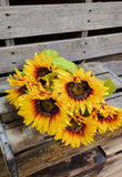 18" Yellow Sunflower Bush x 7