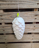 7" x 3" Flocked Faux Pinecone Ornament