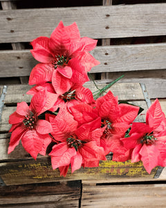 19" Red Poinsettia Bush X 7