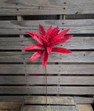 19" Wired Red Glitter Poinsettia Stem