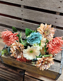 23" Brown Rust Teal Mum Rose Gerber Daisy Bush x14