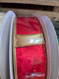 2.5" Wired Crushed Velvet Ribbon with Gold Backing 50yd Roll
