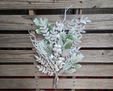 28" Flocked Pine White Berry Mixed Spray