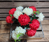 21" Red and White Football Mum Bush