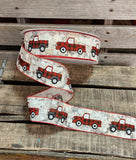 2.5" Birch wired ribbon with Red Truck