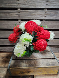21" Red and White Football Mum Bush
