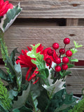 Red Carnation Mum and Berry Bush