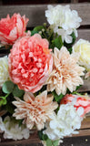 20" Silk Peach and Cream Peony Mum Hydrangea Bush x16