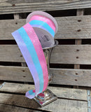 2.5" Candy Stripe Glitter Wired Ribbon