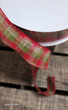 1.5" Red and Green Plaid Wired Ribbon 50 yd Roll