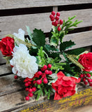 23" Red and White Rose Mum Berry Bush