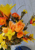 30" Silk Fall Yellow and Orange Bush x38