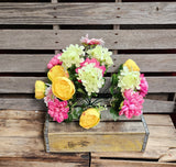 21" Silk Green and pink and Yellow Hydrangea Mum Peony Bush x18