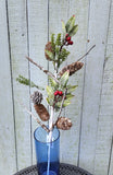 Faux Greenery, Pine Cone and Berry Stem