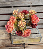 22" Jewel Tone Rust Silk Peony Hydrangea Mum Bush x5