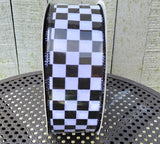 2.5" Black and White Checkered Ribbon 50yd Roll