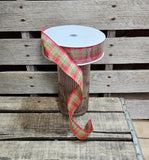 1.5" Red and Green Plaid Wired Ribbon 50 yd Roll