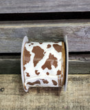 2.5" Cow Print Wired Polyester Ribbon 10 Yd Roll