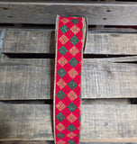 2.5" Glitter Plaid Wired Ribbon 10Yd Roll