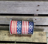 2 COLORS - 2.5" 10 yards Patriotic Flag Wired Canvas Ribbon