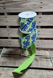 4" Blueberry Print Wired Ribbon 10yd Roll